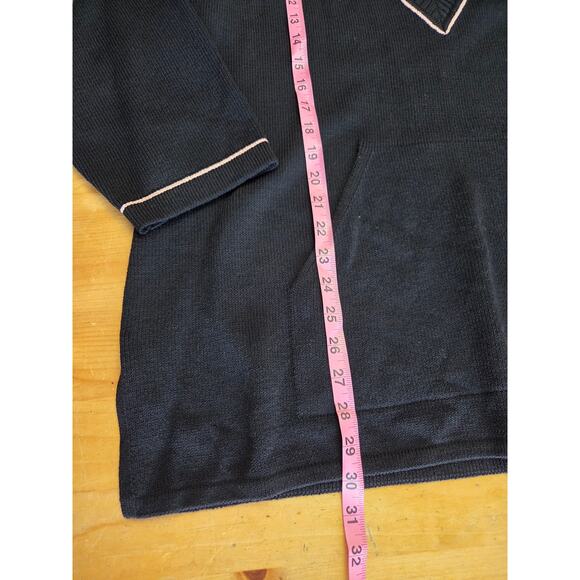 St John Sports XL Sweater Black Pink V Neck Pullover Wool Rayon Mexico - Picture 6 of 8